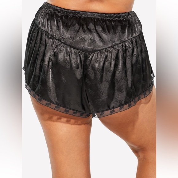 Black Satin Yitty Sleep Shorts - Picture 5 of 9